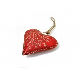 Serce metalowe ręcznie malowane 15cm Czerwone